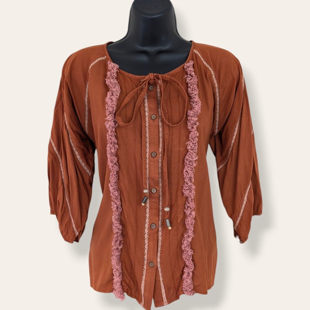 Limelight Orange 3/4 Length Sleeve Blouse
